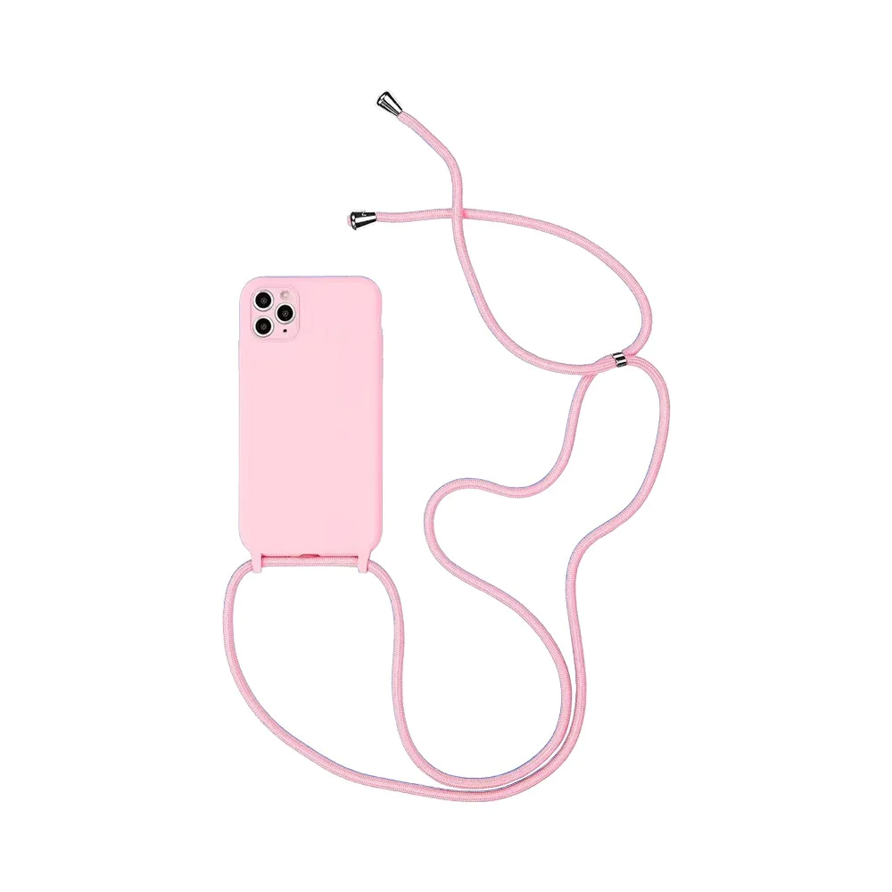 Coque rose avec cordon intégré rose pour iPhone