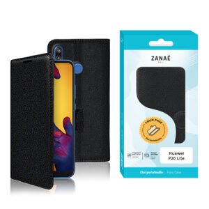 Etui Portefeuille pour Huawei P20 Lite, Noir