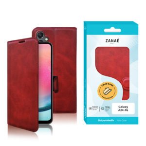 Etui Portefeuille Zanae Columbia pour Galaxy A24 4G, Rouge