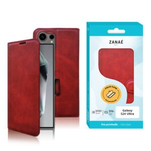 Etui Portefeuille Zanae Columbia pour Galaxy S24 Ultra, Rouge