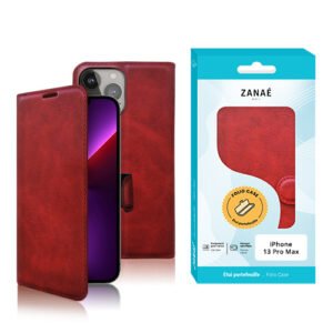 Etui Portefeuille Zanae Columbia pour iPhone 13 Pro Max, Rouge