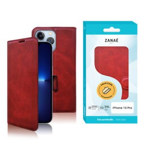 Etui Portefeuille Zanae Columbia pour iPhone 13 Pro, Rouge