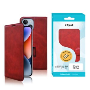 Etui Portefeuille Zanae Columbia pour iPhone 14 Plus, Rouge