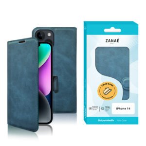 Etui Portefeuille Zanae Columbia pour iPhone 14, Bleu petrole