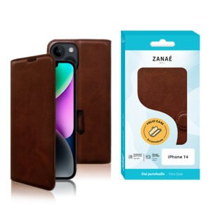 Etui Portefeuille Zanae Columbia pour iPhone 14, Marron
