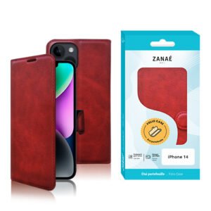 Etui Portefeuille Zanae Columbia pour iPhone 14, Rouge