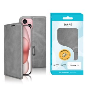 Etui Portefeuille Zanae Columbia pour iPhone 15, Gris