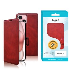 Etui Portefeuille Zanae Columbia pour iPhone 15, Rouge