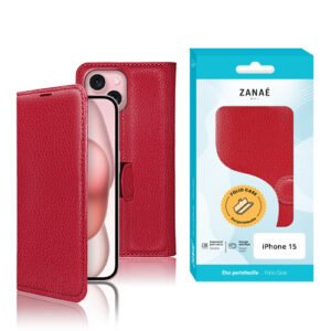 Etui Portefeuille Zanae pour  iPhone 15, Rouge