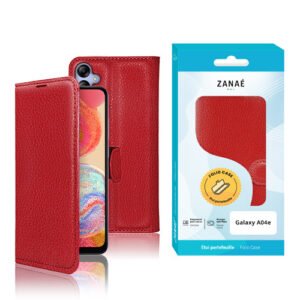 Etui Portefeuille Zanae pour Galaxy A04e, Rouge
