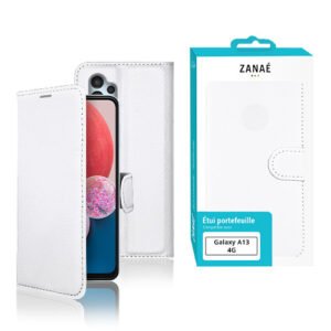 Etui Portefeuille Zanae pour Galaxy A13 4G, Blanc