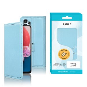 Etui Portefeuille Zanae pour Galaxy A13 4G, Bleu clair