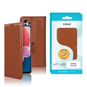 Etui Portefeuille Zanae pour Galaxy A13 4G, Marron
