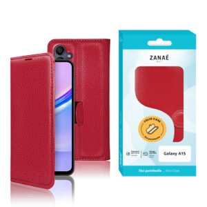 Etui Portefeuille Zanae pour Galaxy A15, Rouge