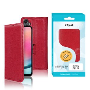Etui Portefeuille Zanae pour Galaxy A24 4G, Rouge