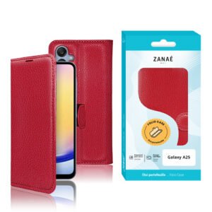 Etui Portefeuille Zanae pour Galaxy A25, Rouge