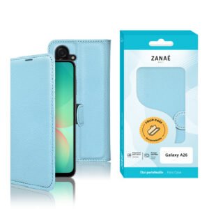 Etui Portefeuille Zanae pour Galaxy A26, Bleu clair