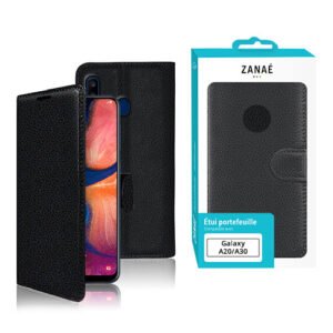Etui Portefeuille Zanae pour Galaxy A30 / A20, Noir
