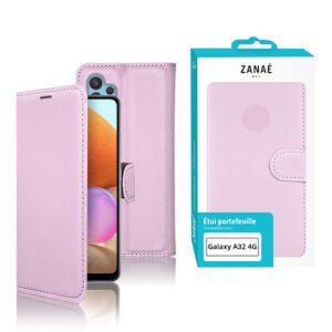Etui Portefeuille Zanae pour Galaxy A32 4G, Rose