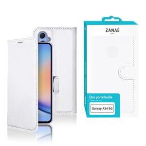 Etui Portefeuille Zanae pour Galaxy A34 5G, Blanc