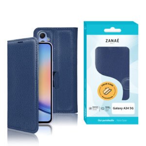 Etui Portefeuille Zanae pour Galaxy A34 5G, Marine