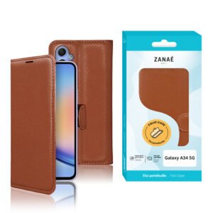 Etui Portefeuille Zanae pour Galaxy A34 5G, Marron
