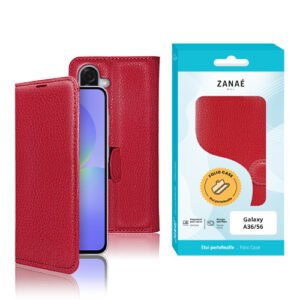 Etui Portefeuille Zanae pour Galaxy A36/56, Rouge