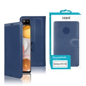 Etui Portefeuille Zanae pour Galaxy A42 5G, Marine