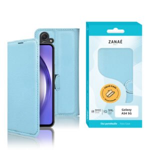 Etui Portefeuille Zanae pour Galaxy A54 5G, Bleu clair