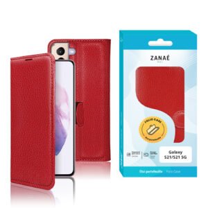 Etui Portefeuille Zanae pour Galaxy S21 / S21 5G, Rouge