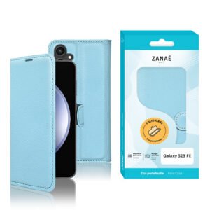 Etui Portefeuille Zanae pour Galaxy S23 FE, Bleu Clair