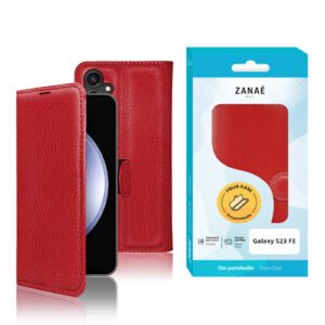 Etui Portefeuille Zanae pour Galaxy S23 FE, Rouge
