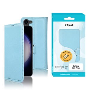 Etui Portefeuille Zanae pour Galaxy S23 Plus, Bleu clair