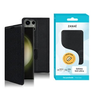 Etui Portefeuille Zanae pour Galaxy S23 Ultra, Noir