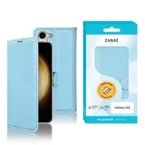 Etui Portefeuille Zanae pour Galaxy S23, Bleu clair
