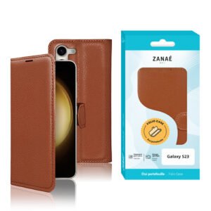 Etui Portefeuille Zanae pour Galaxy S23, Marron