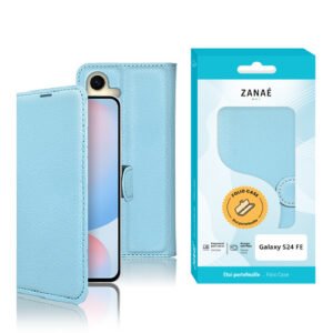 Etui Portefeuille Zanae pour Galaxy S24 FE, Bleu clair