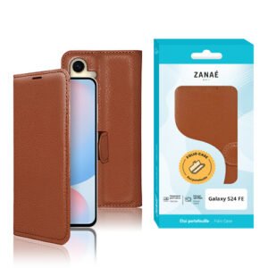 Etui Portefeuille Zanae pour Galaxy S24 FE, Marron