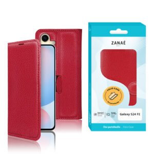 Etui Portefeuille Zanae pour Galaxy S24 FE, Rouge