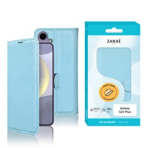 Etui Portefeuille Zanae pour Galaxy S24 Plus, Bleu clair