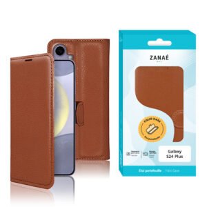 Etui Portefeuille Zanae pour Galaxy S24 Plus, Marron