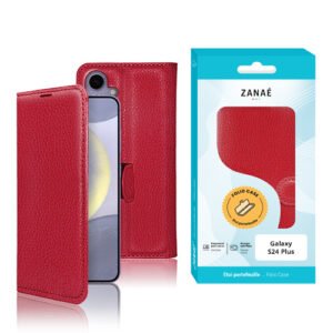 Etui Portefeuille Zanae pour Galaxy S24 Plus, Rouge