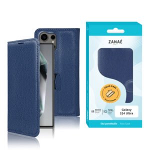 Etui Portefeuille Zanae pour Galaxy S24 Ultra, Marine