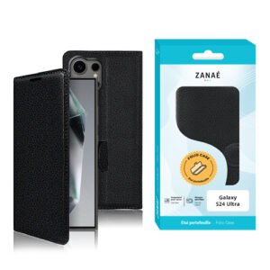 Etui Portefeuille Zanae pour Galaxy S24 Ultra, Noir