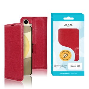 Etui Portefeuille Zanae pour Galaxy S24, Rouge