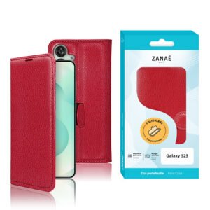 Etui Portefeuille Zanae pour Galaxy S25, Rouge