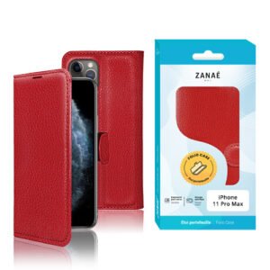 Etui Portefeuille Zanae pour iPhone 11 Pro Max, Rouge