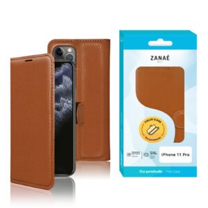 Etui Portefeuille Zanae pour iPhone 11 Pro, Marron
