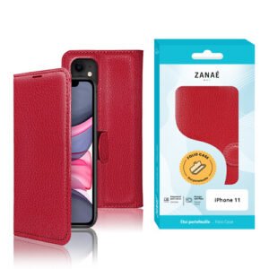 Etui Portefeuille Zanae pour iPhone 11, Rouge