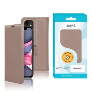 Etui Portefeuille Zanae pour iPhone 11, Taupe
